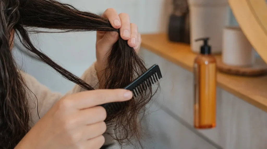 Haar voorbereiden voordat de tang aangaat